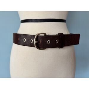CALVIN KLEIN Distressed Brown Leather Grommet Belt Womens sz M